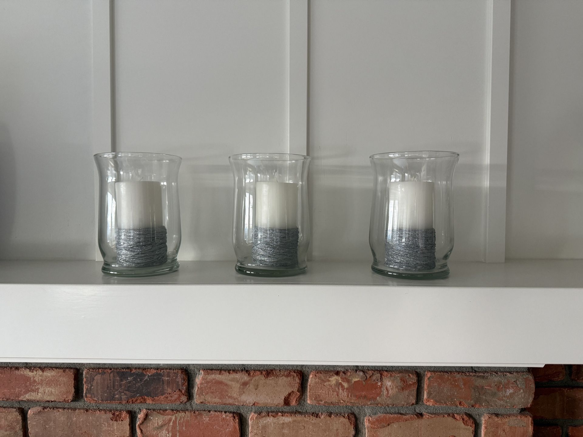 3 Pottery Barn Glass Hurricane Candle Holders