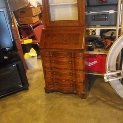 Small 2 Peace 22 In Wide 6feet 4 In Tall Upright Secretary Desk With A Top Glass Door