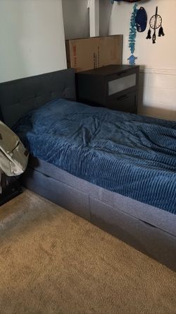 Twin bed frame with drawers