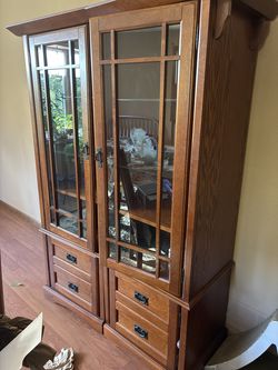 Two piece mission style cabinets