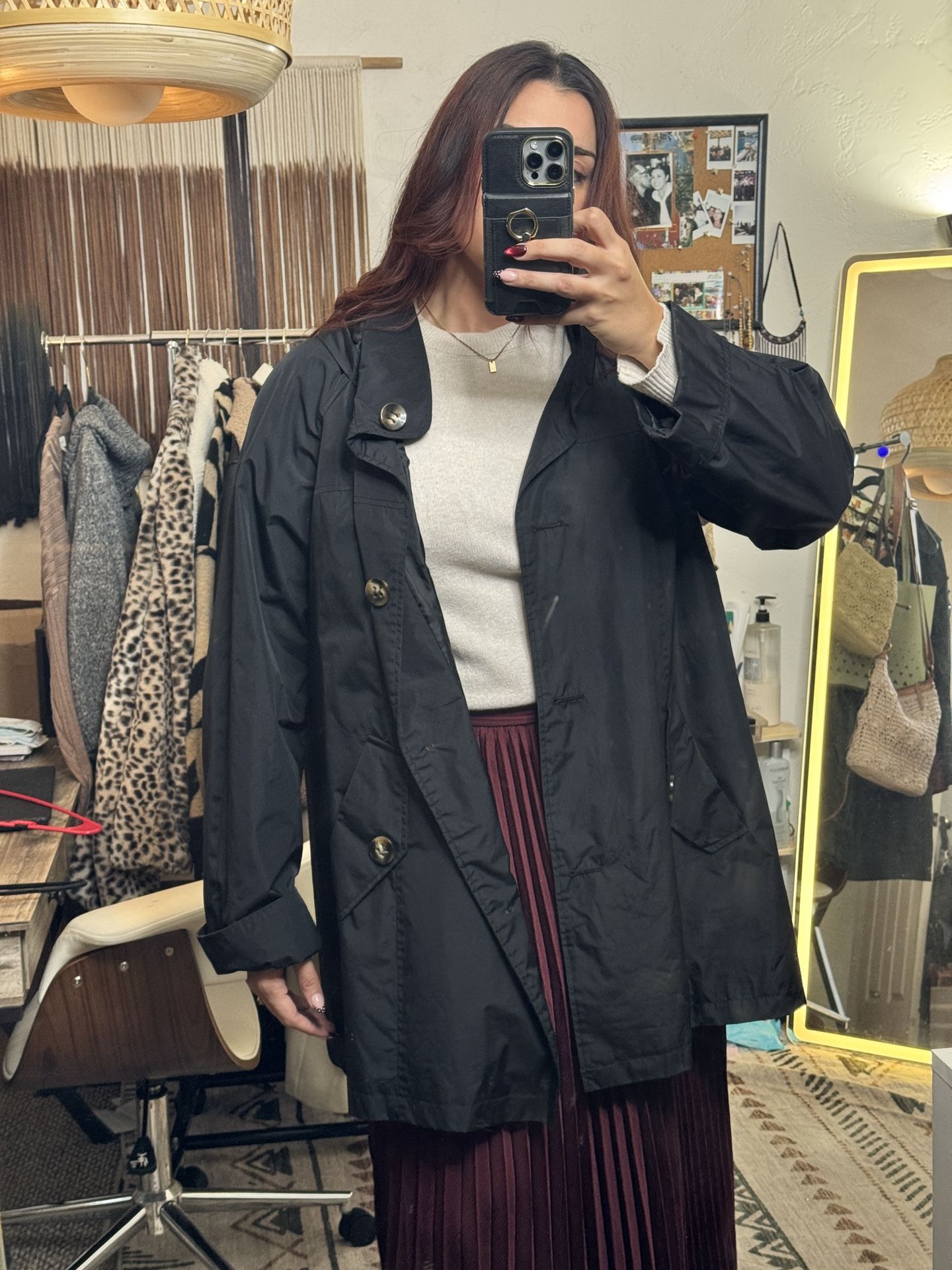 White Stag Black Rain Coat – Women’s 3X (22W/24W) – Hooded & Water-Resistant