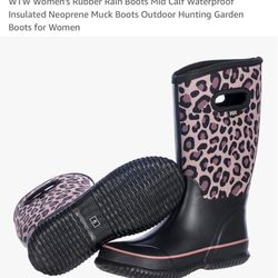 WTW Women's Rubber Rain Boots Mid Calf