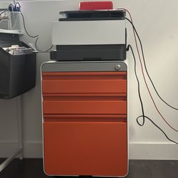 Orange File Cabinet 3 Drawers