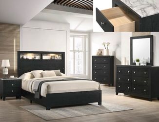 4- Pc Bedroom set Dresser,Mirror  Nightstand (1) Queen size bed frame  Not including Mattress and Box Sp
