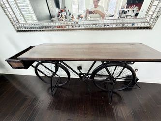 Industrial Bicycle Console Table with Drawer