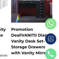 Vanity desk and mirror