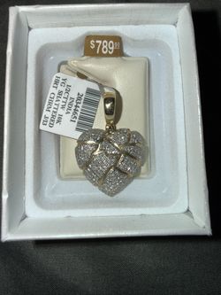 1/2 CT. T.W. Diamond Puffed Shattered Heart Charm in 10K Gold