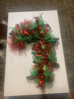 Candy cane deco mesh wreath