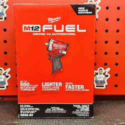 Milwaukee M12 FUEL 12V Lithium-Ion Brushless Cordless Stubby 3/8 in. Impact Wrench (Tool-Only)