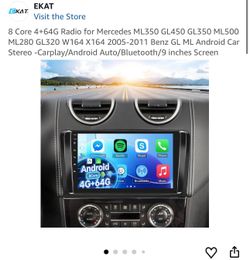 8 Core 4+64G Radio for Mercedes ML350 GL450 GL350 ML500 ML280 GL320 W164 X164 2005-2011 Benz GL ML Android Car Stereo -Carplay/Android Auto/Bluetooth/