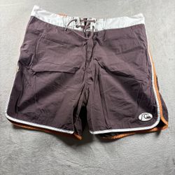 Quiksilver Edition Board Shorts Men's 36 Brown Swim Trunks Y2K 90s #10A