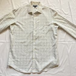 Men Banana Republic Classic Fit Plaid Dress Shirt Button Up Non Iron Large L 16