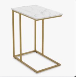 Marble Tray Snack Table with Metal Frame