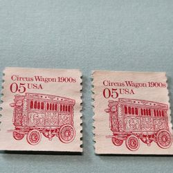 #1735, CIRCUS WAGON 1900's  05 cent USA STAMP, LOT OF 2
