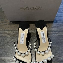 Black Jimmy Choo Heels (size: 37 1/2)