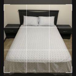 Queen Bed Frame & Side Tables (2)