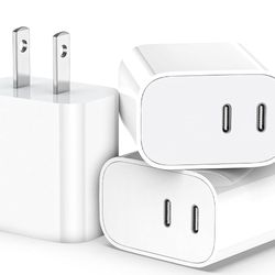USB C Charger Block,3-Pack Dual Port USB C Fast Charging Block，Type C Wall Charger Plug for iPhone 16/15/14/13/12/11/ Pro Max/Plus/Xs Max/XR/X,iPad Pr
