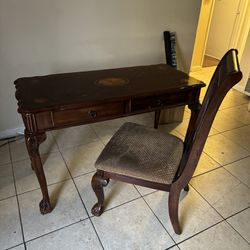 Small Side Table/Desk In Ok Condition Allwood With A Chair