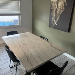 Marble Dining Table / Elephant Painting 