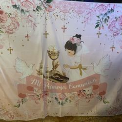 Backdrop banner My first communion in spanish 