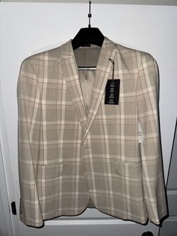  J. Ferrar Mens Slim Plaid Classic Fit Sport Coat