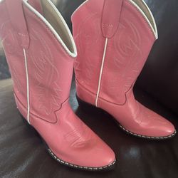 Girls Pink Cowboy Boots- Old West Size 12,5