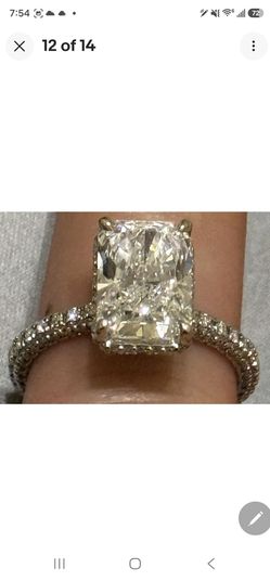 GIA Lab Radiant 4.10Ct Diamond Ring & Wedding Band 18K White Gold D VVS1 Size 8