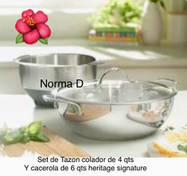 Set de Tazon colador y cacerola de 6 qts nuevos en su caja 🌺 princess house 🌺
