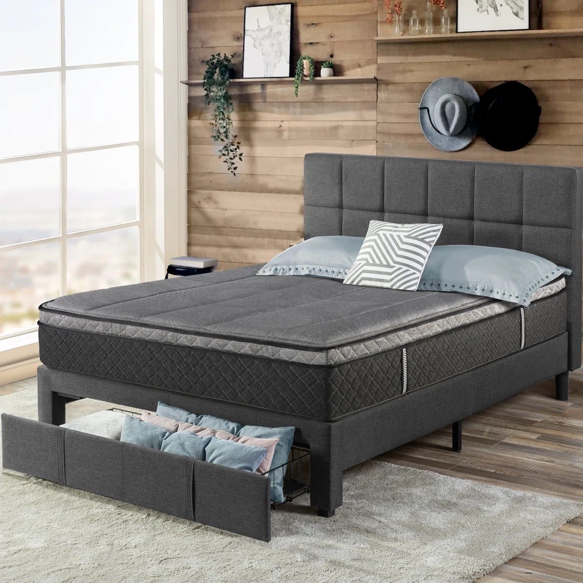 full bed frame with storage