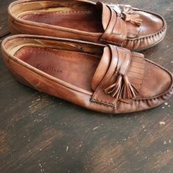 Cole Haan Tan Leather Loafers With Tassels
