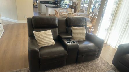 Leather reclining sofa