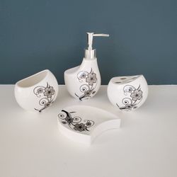 4 Pcs Ceramic Bathroom Accessories 