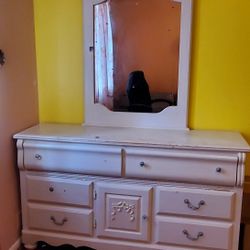 Vintage White Dressing Table And Side Table