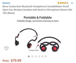 Conduction Bluetooth Headphones Sweat&Water-Proof Open-Ear Wireless Headset with Build-in Microphone Bonein BN-702 (Black)