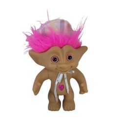 Ace Treasure TROLL with Pink Hair and Pink Heart Wishstone 8" H Vintage Rare