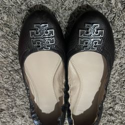 Tory Burch Silver Tone Reva Ballet Flat