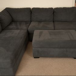 Gray Sectional Sofa with Ottoman
