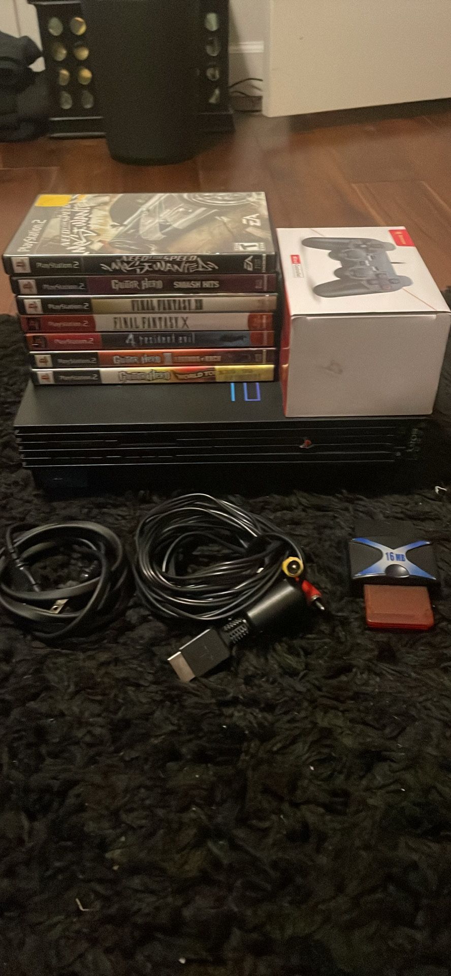 Fat PS2 w/ 7 Games, New Controller, Cords, Memory Card Tested