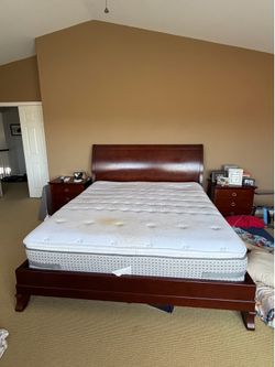 Wooden King size bed with 2 night stands