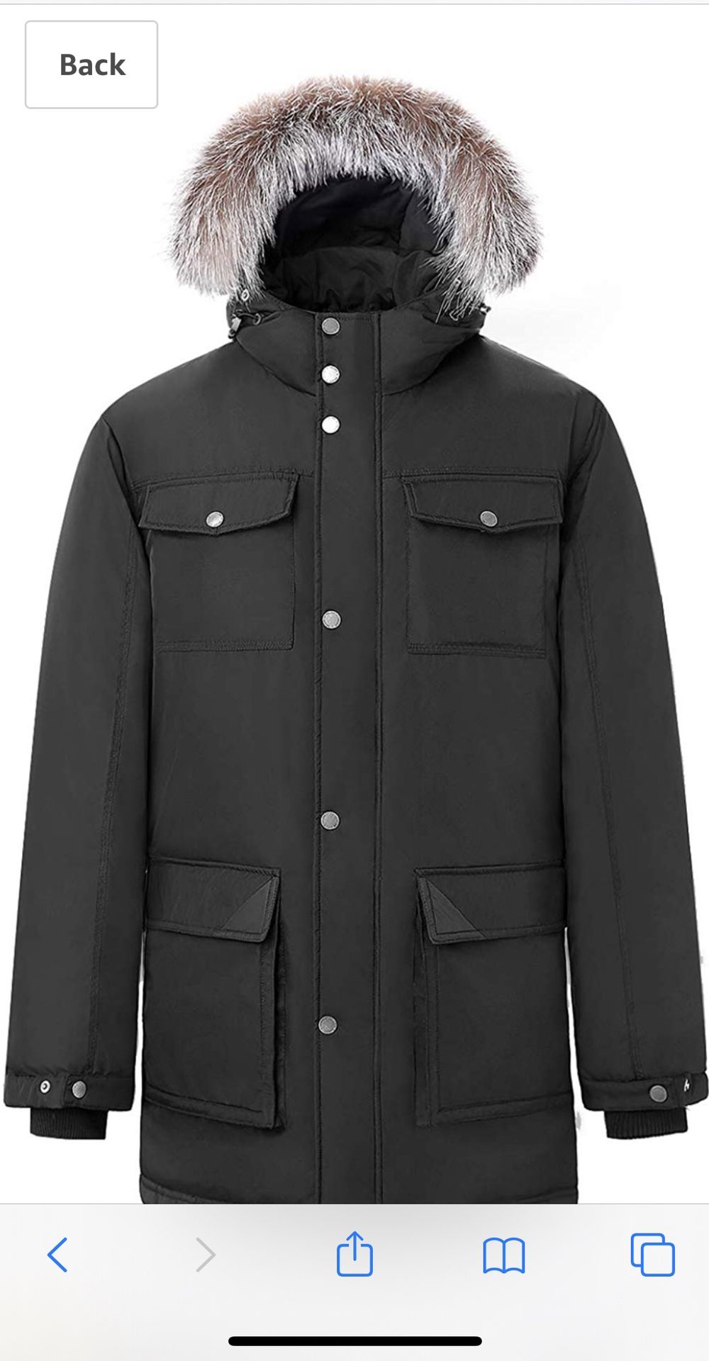 Men's Down Filled Parka Jacket Hooded Coat Waterproof Winter Outwear