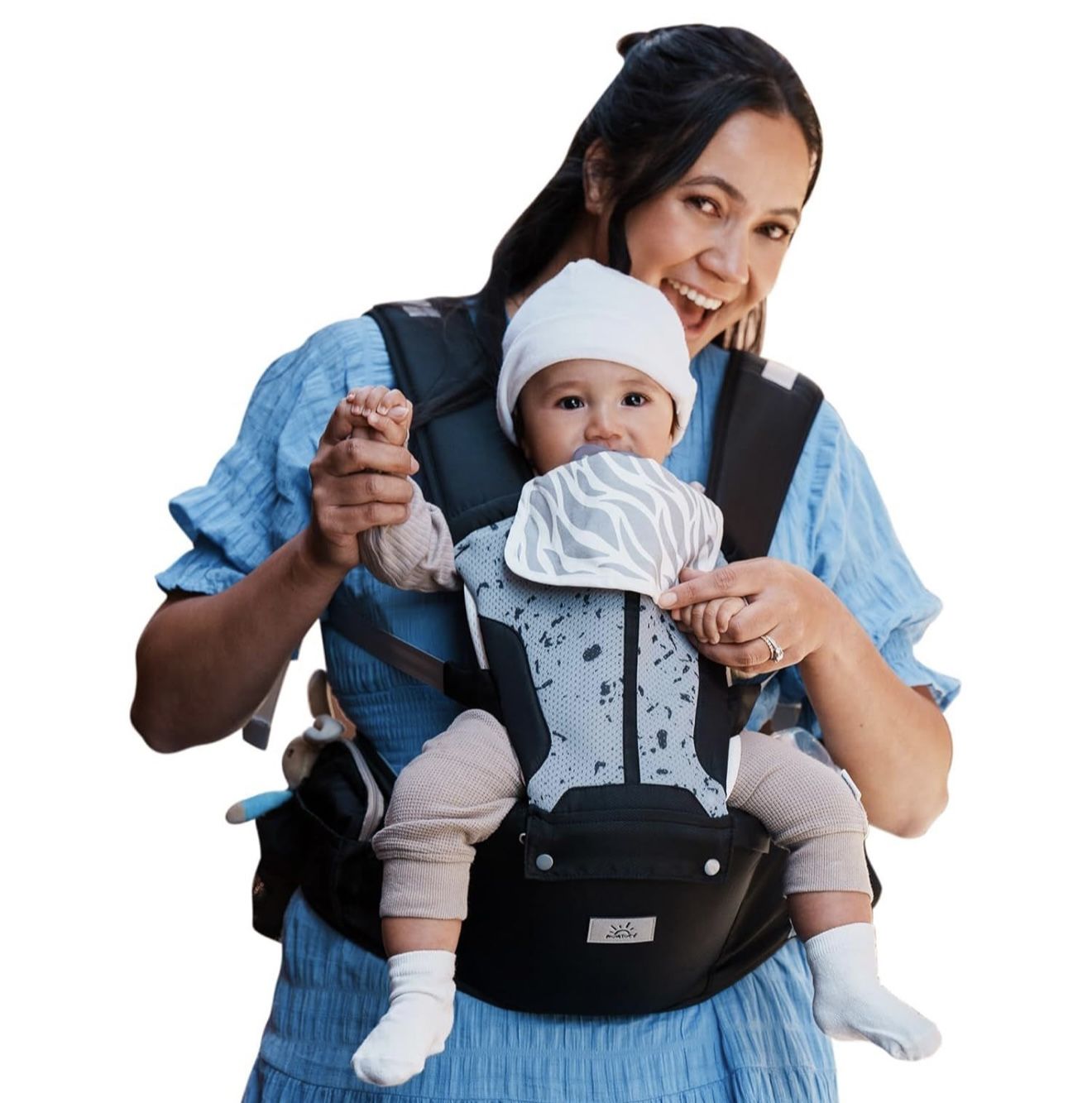 Baby Carrier, MOMTORY Safety-Certified 6-in-1 Baby Carrier Newborn to Toddler, Adjustable Detachable Infant Baby Hip Seat Carrier for 7-50lbs, All Sea