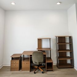 Office Desk Set - Desk, Side Table, Chair & Bookshelf