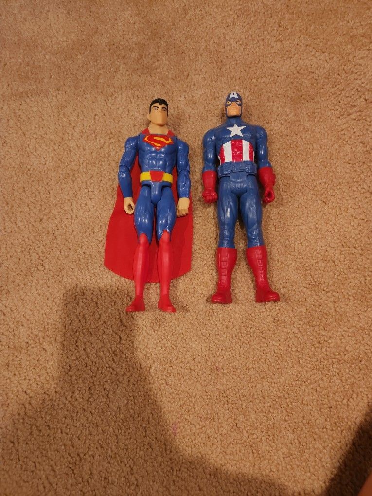 Superman and Captain America Action Figures