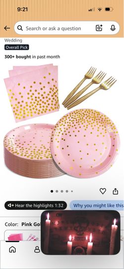 150 pcs Pink and Gold Dot Party Tableware Set
