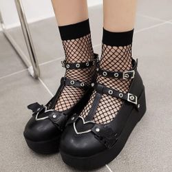 Gothic Shoes Thick Heels Round Toe Lolita Pumps