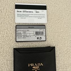 Prada Card Case Wallet Saffiano Nero Black Authentic New 