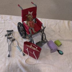 American Girl Doll Feel Better Kit - With Wheelchair Cast Crutches Etc