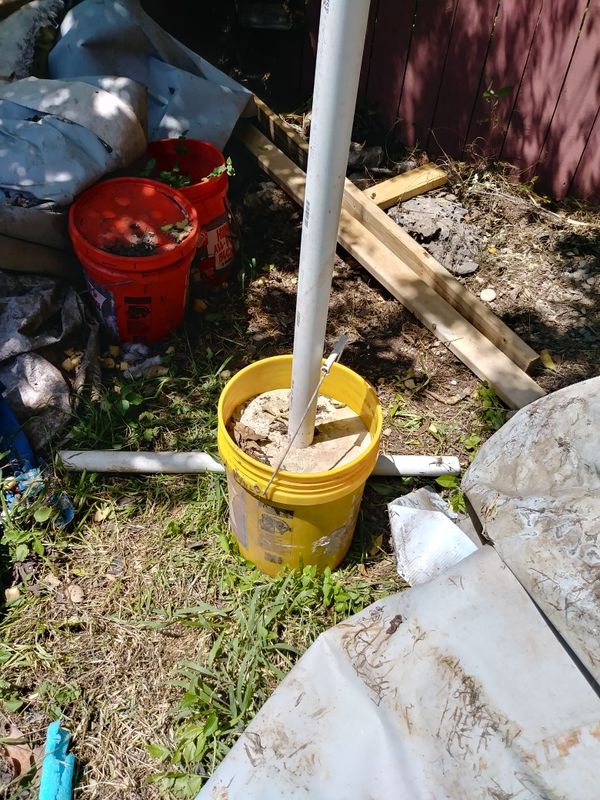 FREE 3 PVC Pipe Poles in Concrete Buckets for Sale in San Antonio, TX