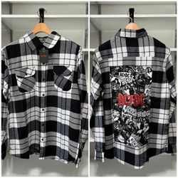 New! Men’s AC/DC graphic plaid button-down shirt. Size M. Retail $60. Brand new with tags.
