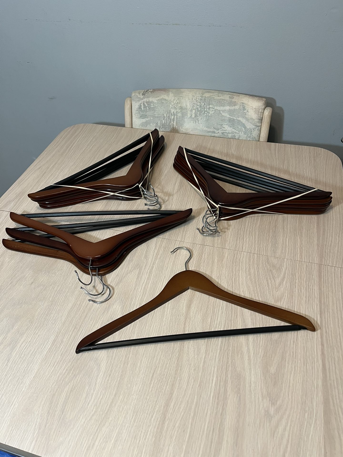 14 Brown Wooden hangers